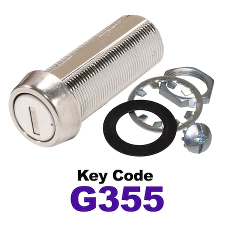 Global RV SS Compartment Lock, Cam/Blade Style, 1-3/4in Threaded Barrel, Blades not Included, Keyed to G355 CLB-355-134-SS